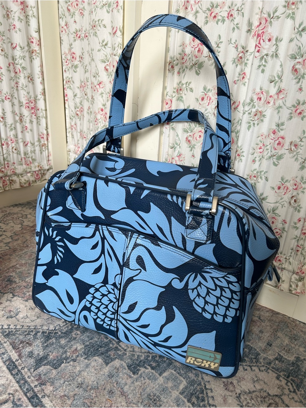 Vintage Rare 1990s Roxy/Quiksilver Blue Hawaii Floral Tropical Hibiscus Luggage